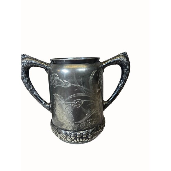 Antique Rockford Silver P Co. Sugar & Cream Dish floral etched rare - Picture 5 of 15